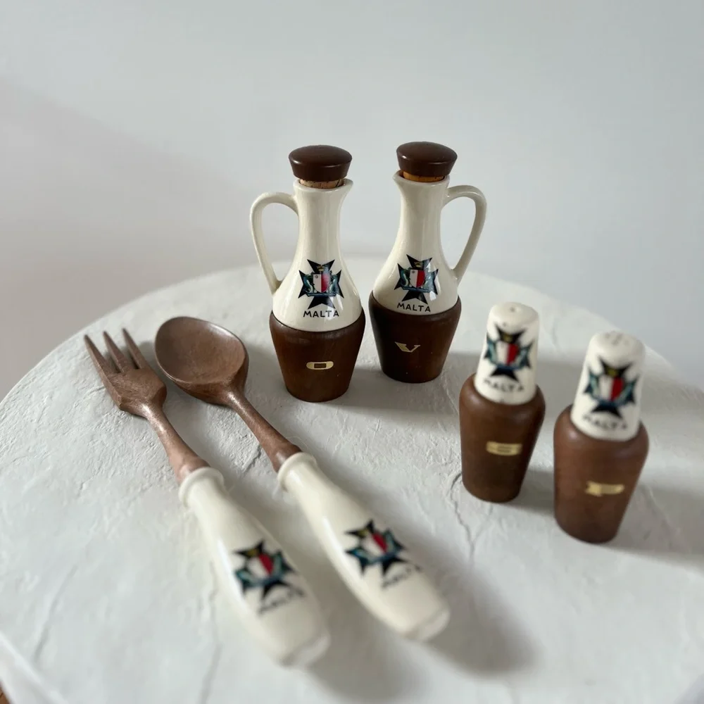 VINTAGE‎ MATERIAL 6 PIECE SALAD SERVING SET